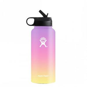 32 OZ Hydroflask, Wide Mouth W/ Straw Lid - Violet Pink Yellow