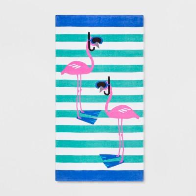 Stripe Scuba Flamingo Beach Towel - Sun Squad™