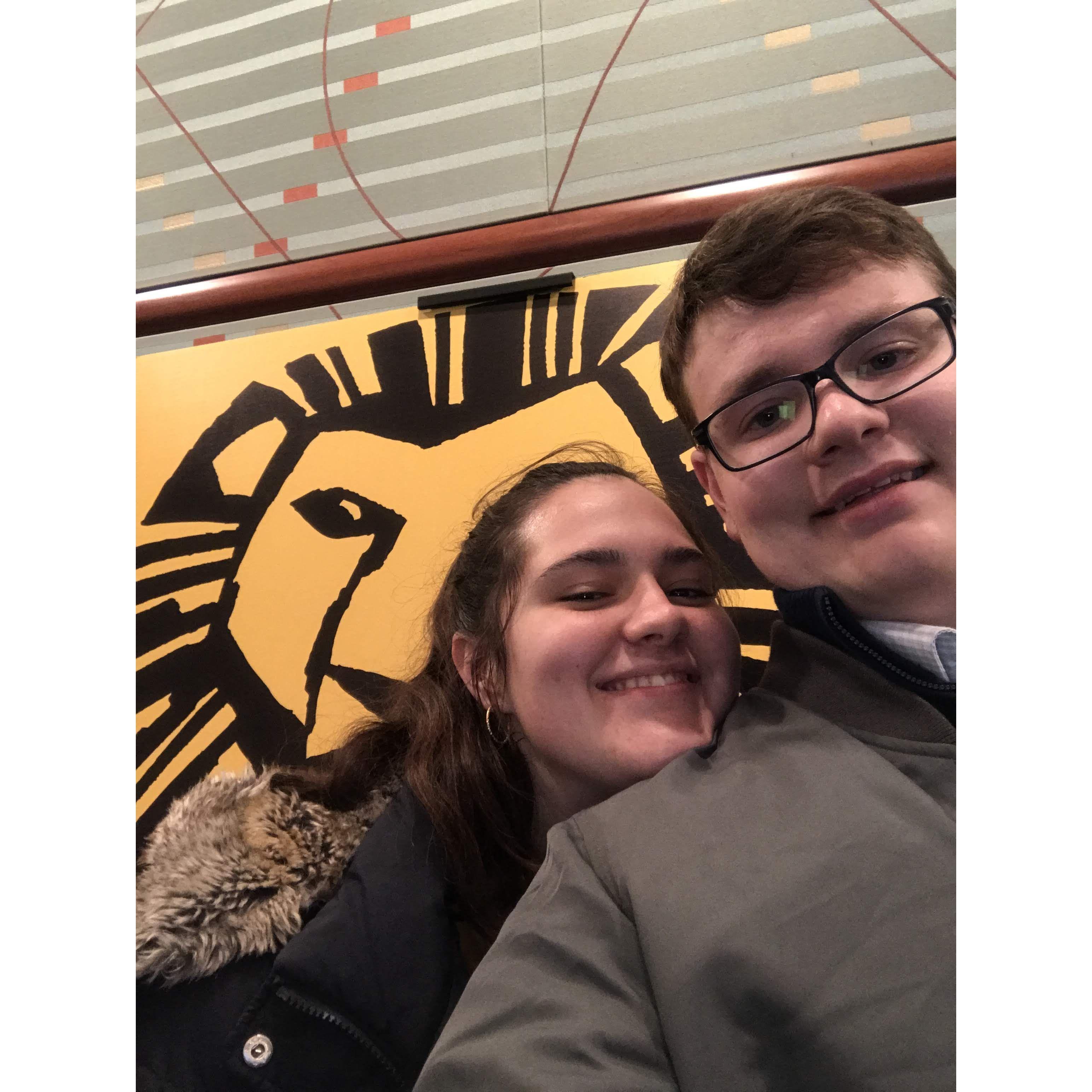 Lion King in Cincinnati for Matthew's birthday, January 2020.