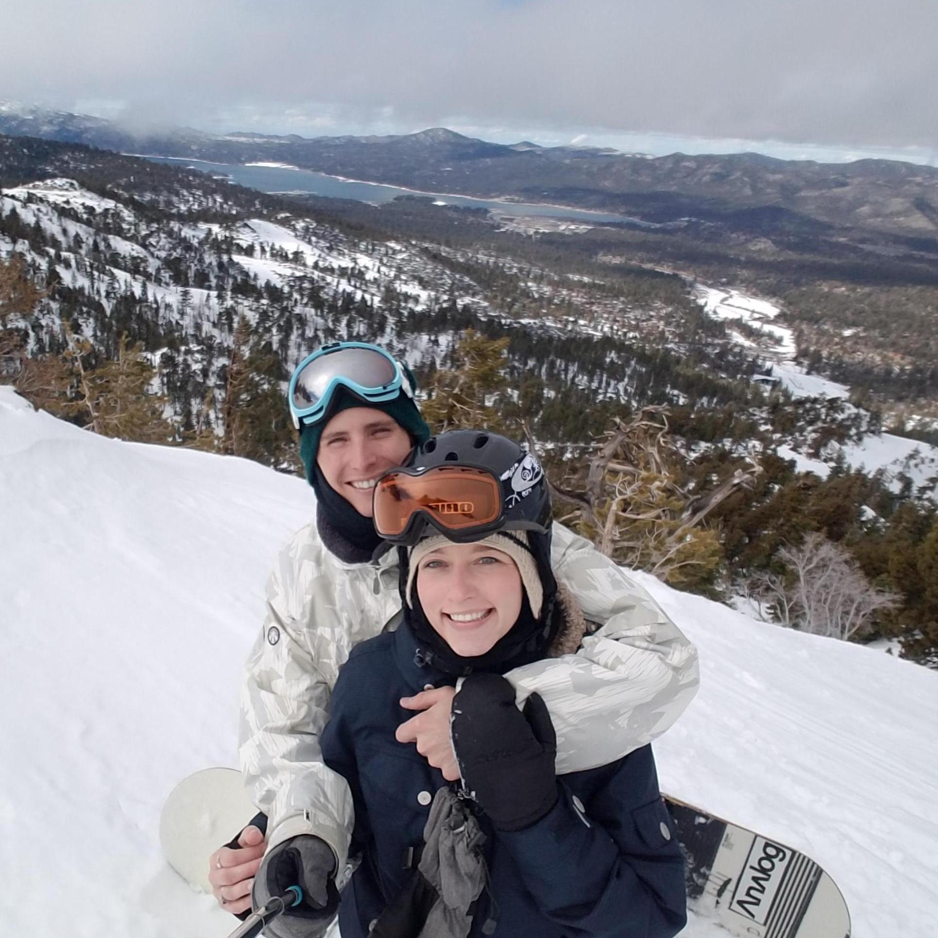Before snowboarding a double black diamond in Big Bear for Meag's 27th birthday '2017