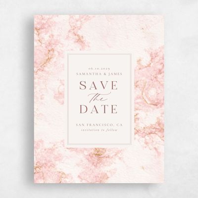 Pink Portrait Wedding Save the Date - Carrara Portrait