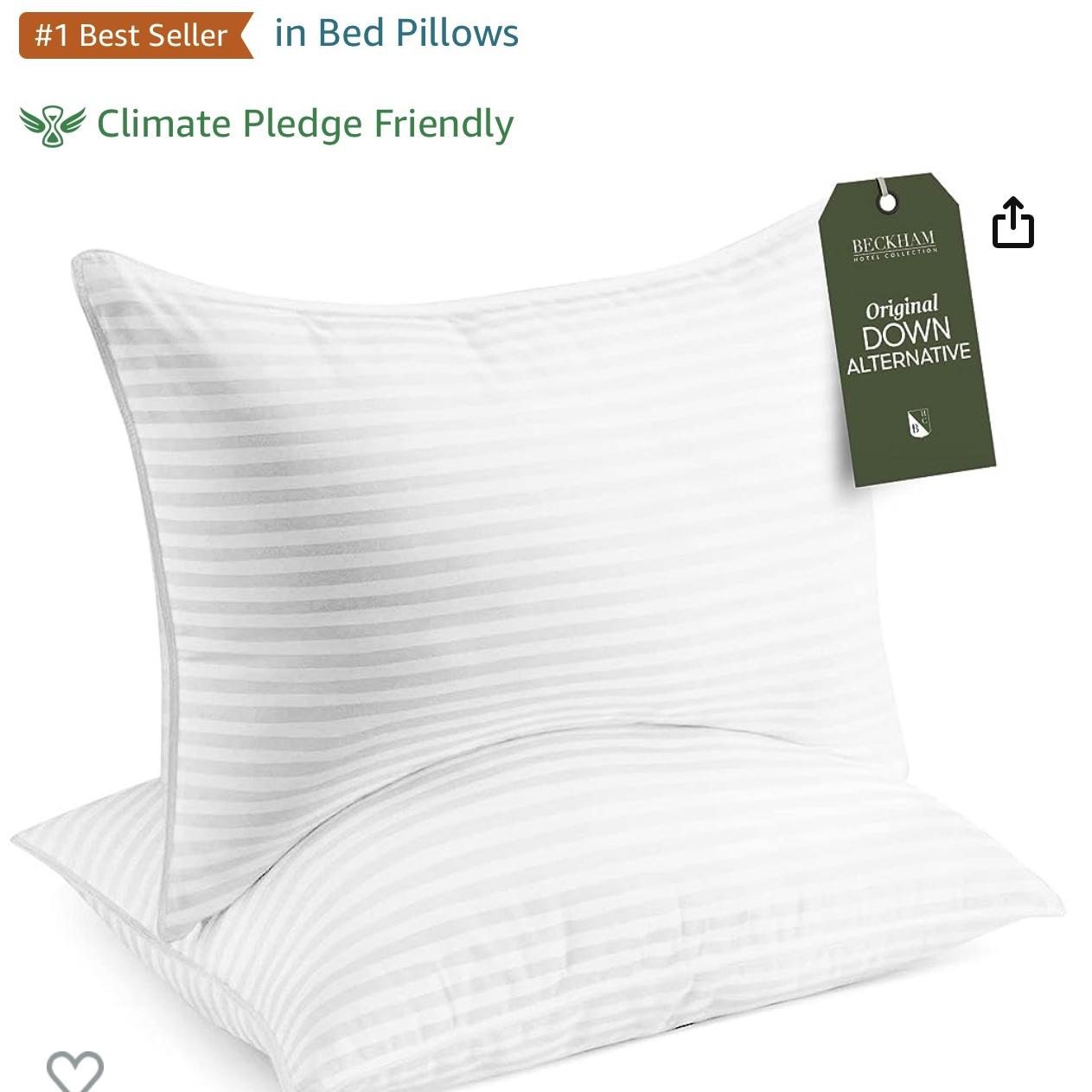 Beckham Hotel Collection Bed Pillows Standard / Queen Size Set of 2 - Down Alternative Bedding Gel Cooling Pillow for Back, Stomach or Side Sleepers