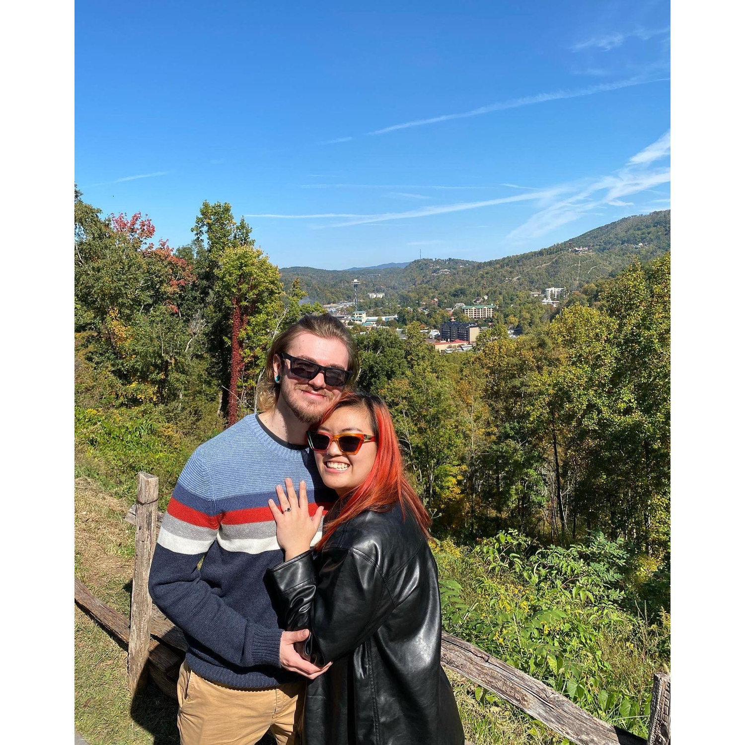 When Spencer proposed to me in the Smoky Mountains in Tennessee in 2022.