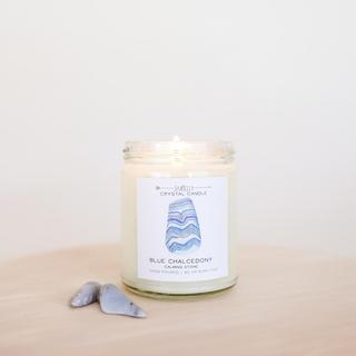 Blue Chalcedony Crystal Candle