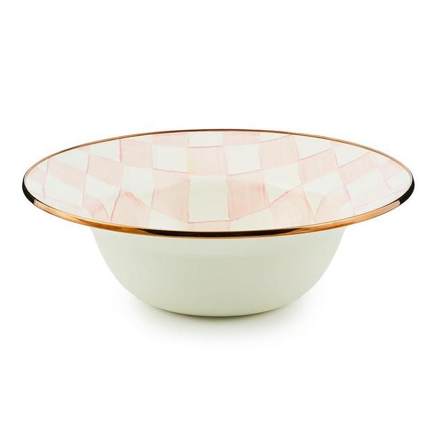 MACKENZIE-CHILDS Rosy Check Enamel Serving Bowl, Decorative Bowl for Kitchen