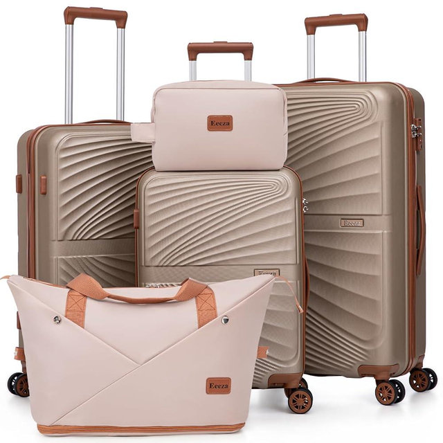 Eeeza Luggage Sets 5 Piece, Suitcases with Wheels, ABS Hard Case Luggage with TSA Lock Spinner Wheels, Carry On Luggage Set (20/24/28 inch)