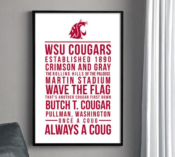 WSU COUGARS POSTER - 12 X 18