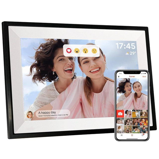Frameo 10.1 Inch WiFi Digital Picture Frame, Photo Frame Electronic HD IPS Touch Screen 1280x800 32GB, Auto Rotate, Wall Mountable Smart Cloud Slideshow, Share Photos Videos Remotely via Frameo App