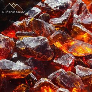 Amber Fire Glass - Copper Professional Grade Fire Pit Glass - 1/2" Glass Rocks for Fire Pit and Landscaping - Glass Rock Contractor Pack