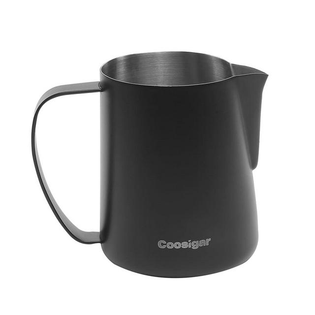 Coosigar Milk Frothing Pitcher 450ml/15oz,304 Stainless steel Espresso Steaming Pitcher,milk frother cup,Milk Jug Cup,Latte Art(black)