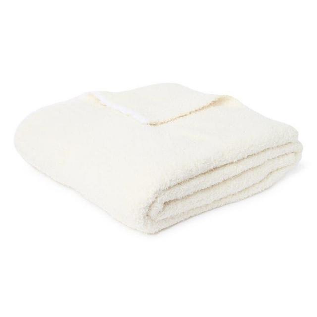 CozyChic Rib Trim Throw Stone White - 45" x 60"