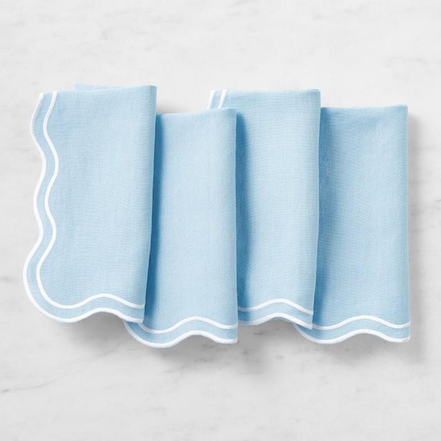 AERIN Scalloped Napkins, Set of 4, Blue