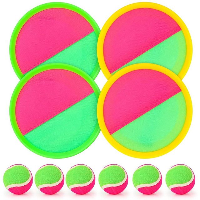 Hxezoc Toss and Catch Ball Set Catch Game Toys with 4 Paddles 6 Balls and 1 Storage Bag, Ball Sports Toys for Kids and Adults Family School Outdoor Games, Beach Playground Yard Games Supplies