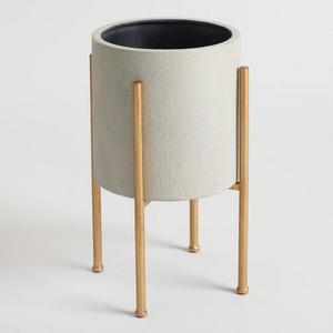 Medium Gray Planter with Brass Stand