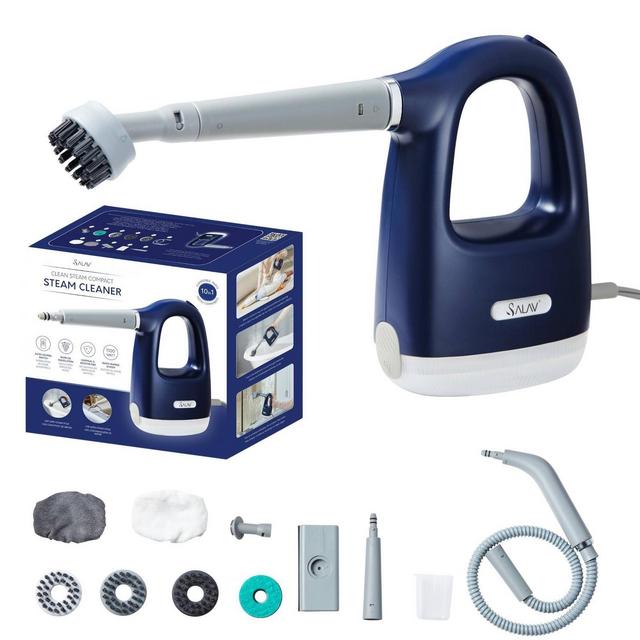 SALAV CS-100 CleanSteam Compact Steam Cleaner Navy: Electric Floor & Upholstery Cleaner, 1100W, Lightweight, 250ml Tank