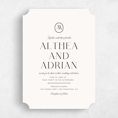 Beige Ticket Wedding Invitation - Conrad Type