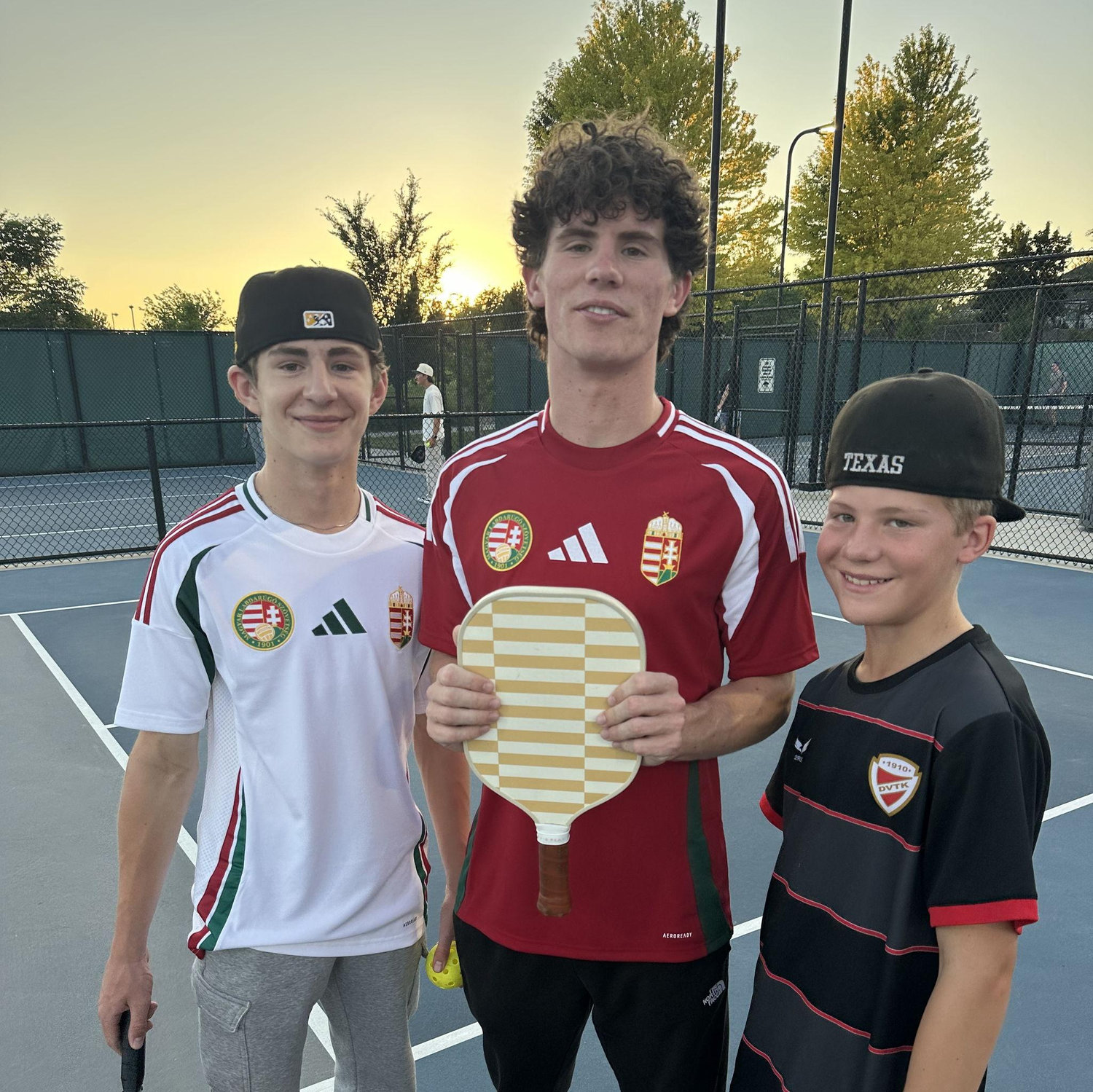 Hayden gave us all soccer jerseys and took us to play pickleball.