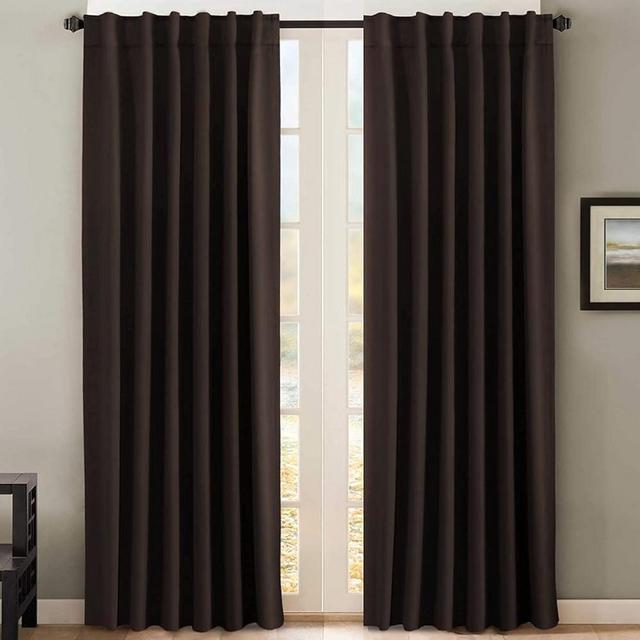 H.VERSAILTEX Blackout Curtains Thermal Insulated Window Treatment Panels Room Darkening Blackout Drapes for Living Room Back Tab/Rod Pocket Bedroom Draperies, 52 x 84 Inch, Chocolate Brown, 2 Panels