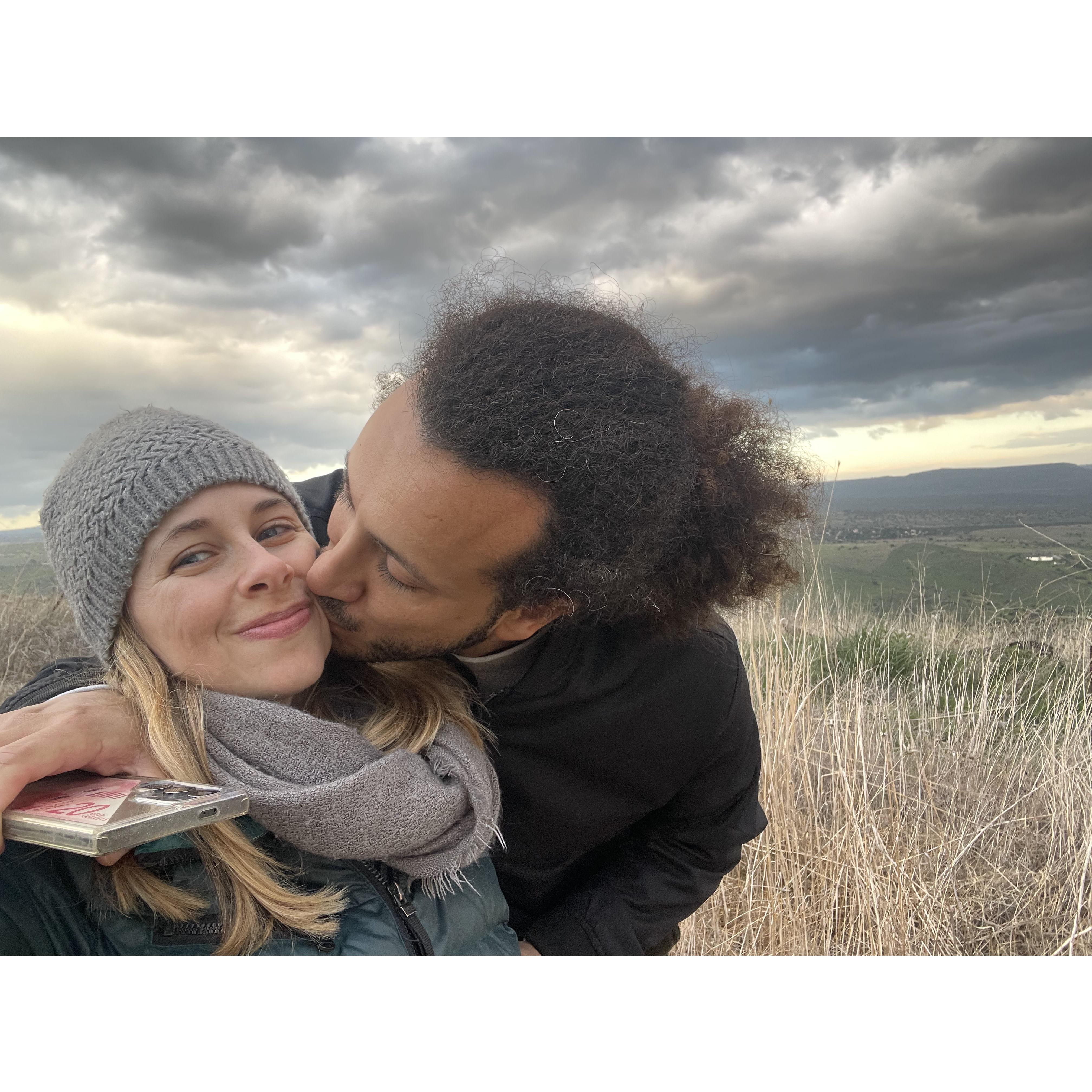 On a trip to the North of Israel. We absolutely love traveling in the North- it's our favorite! Maybe we'll move there one day.