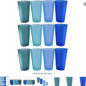 AOYITE 32 oz Reusable Drinking Cups, Unbreakable Large Plastic Tumblers set of 12, BPA Free Dishwasher Safe Cups for Kids Adult Kitchen Camping Party Outdoor