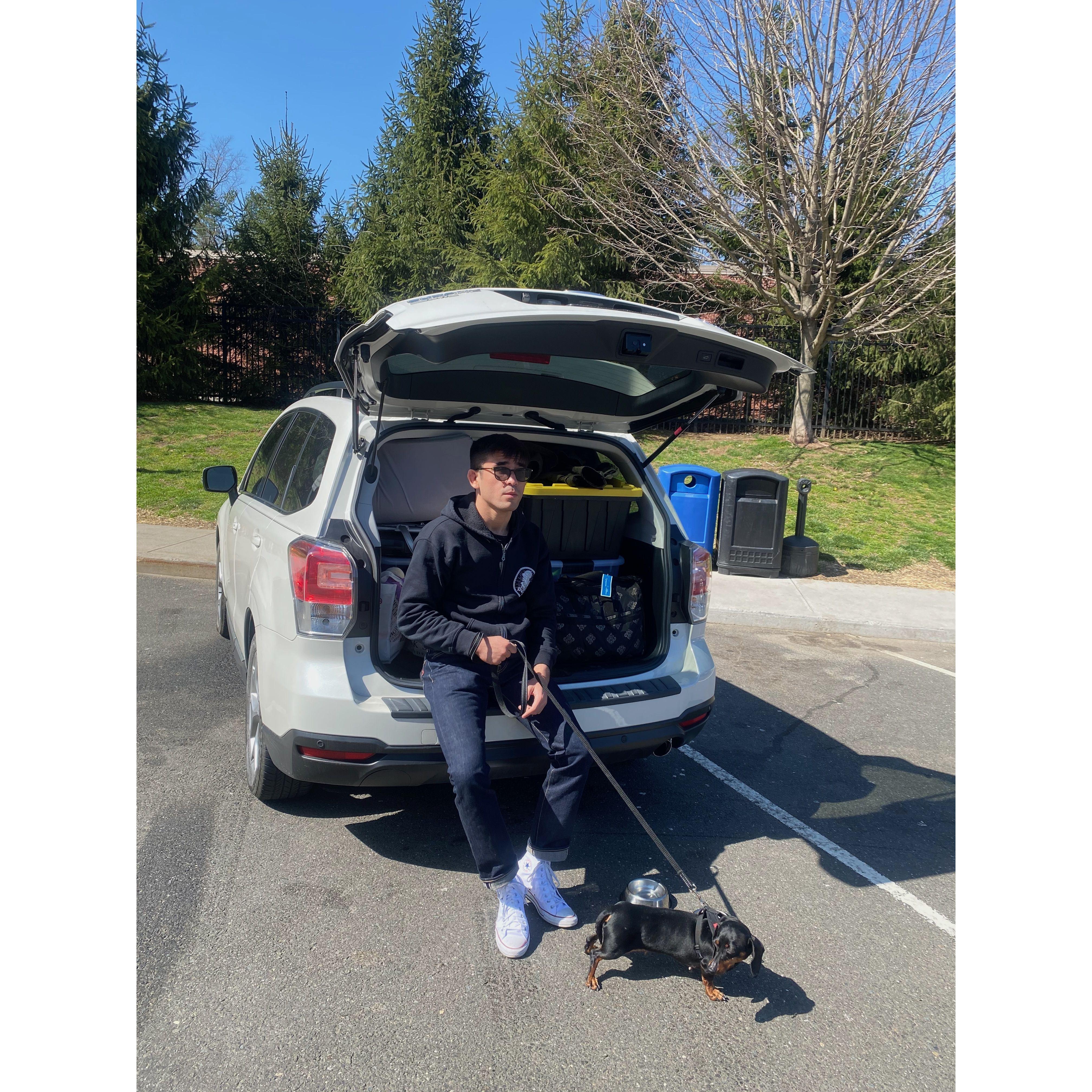 Our first picture from our first rest stop on the road in April 2021