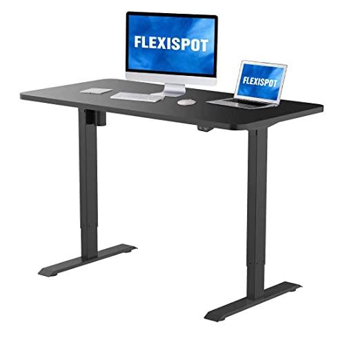 Flexispot Height Adjustable Desk, 48 x 30 Inches Whole-Piece Desk Board Electric Sit Stand Desk Home Office Table Standing Desk (Black Frame + 48 in Blacktop)
