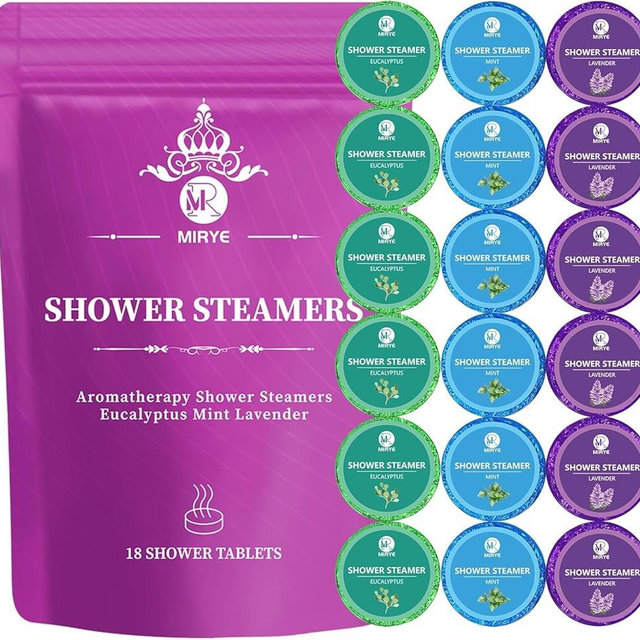 Shower Steamers Aromatherapy Gifts for Women, 18-Pack Organic Eucalyptus Lavender Mint Essential Oil Shower Bombs, Self Care Stress Relief Birthday Gifts for Her/Him, Mother's Day Gifts for Mom