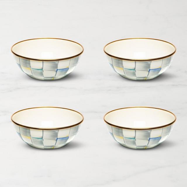 MacKenzie-Childs Sterling Check Everyday Bowls, Set of 4