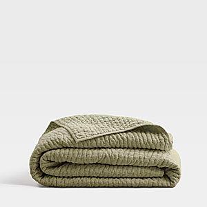 European Linen Cotton Stitch Quilt in Olive