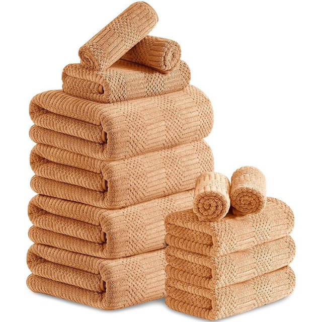 Belista Towel Set Pack of 12 Family Towels, 4 Bath Towel, 4 Hand Towels, 4 Washcloths - MicrofiberTowels Quick Dry, Soft Bathroom Towel for Hotel -Tangerine Red