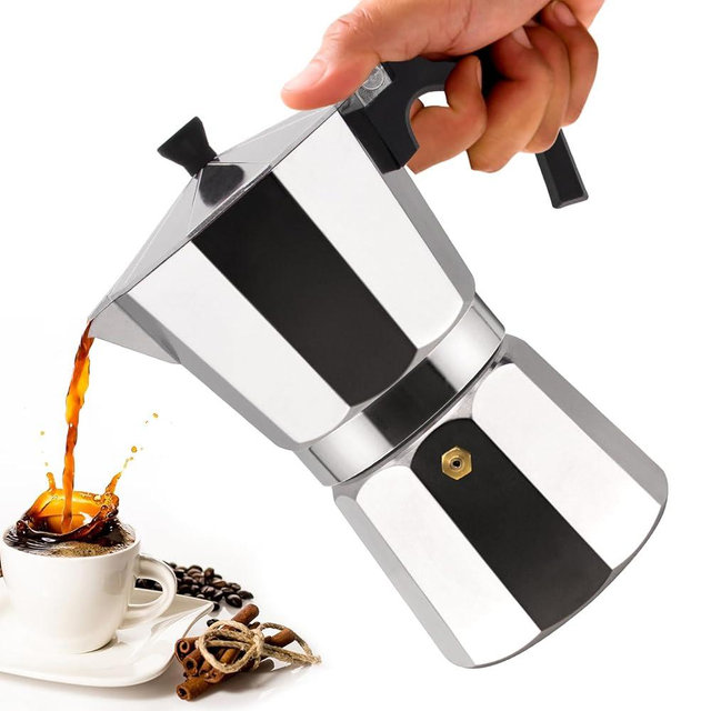 Vaolvpant 3 Cup Aluminum Moka Pot Classic Stovetop Espresso Coffee Maker 150ml 5oz Coffeemaker Percolator Mocha Pot Greca Coffee Maker Cafe Makers for Italian and Cuban Café Brewing Silver