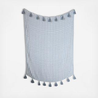 Houndstooth Cotton Woven Throw with Tassels