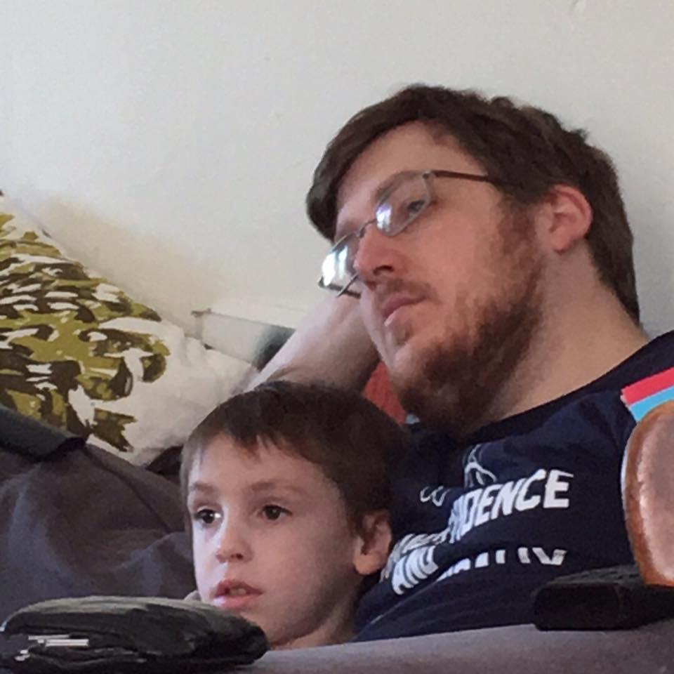 Keven and Greg watching Bill Nye. The science is strong in this household.
