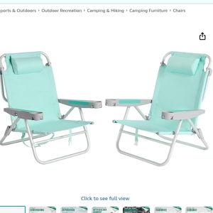 SUNNYFEEL Extra Wide Low Beach Chair 2 Pack 5 Position Lay, XL Oversized Portable Folding Camping Chairs with Cup Holder for Outdoor/Sand, Foldable Backpack Beach Chair for Adults Heavy Duty 500 LBS