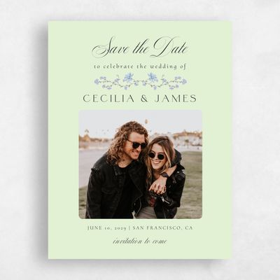 Light Green Wedding Save the Date - Papillon Photo