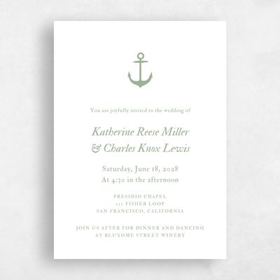 Sage, Green Wedding Invitation - Providence Portrait Letterpress