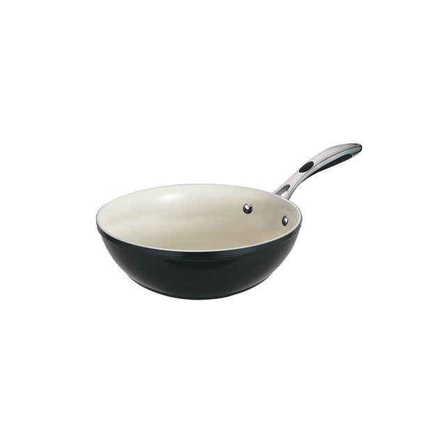 Tramontina Ceramica Deluxe 11-Inch Wok, Ceramic Non Stick Sitr Fry Pan, Oven-Safe, Metallic Black
