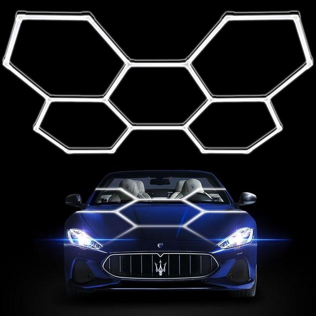 MODERN Hexagon Garage Lights，25 Pack 216W 25920LM High Brightness Hexagon Garage LED Lights for Garage, Shopping Mall, Workshop and Car Detailing Shop etc. … …