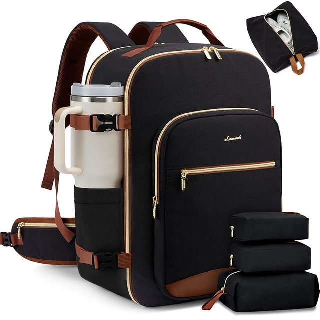 LOVEVOOK 56L Travel Backpack for Women & Men, Airline Approved Carry On Luggage with 3 Packing Cubes, TSA Overnight Bags, Waterproof Personal Item Bag, Weekender Essentials Backpacks fits 17" Laptop