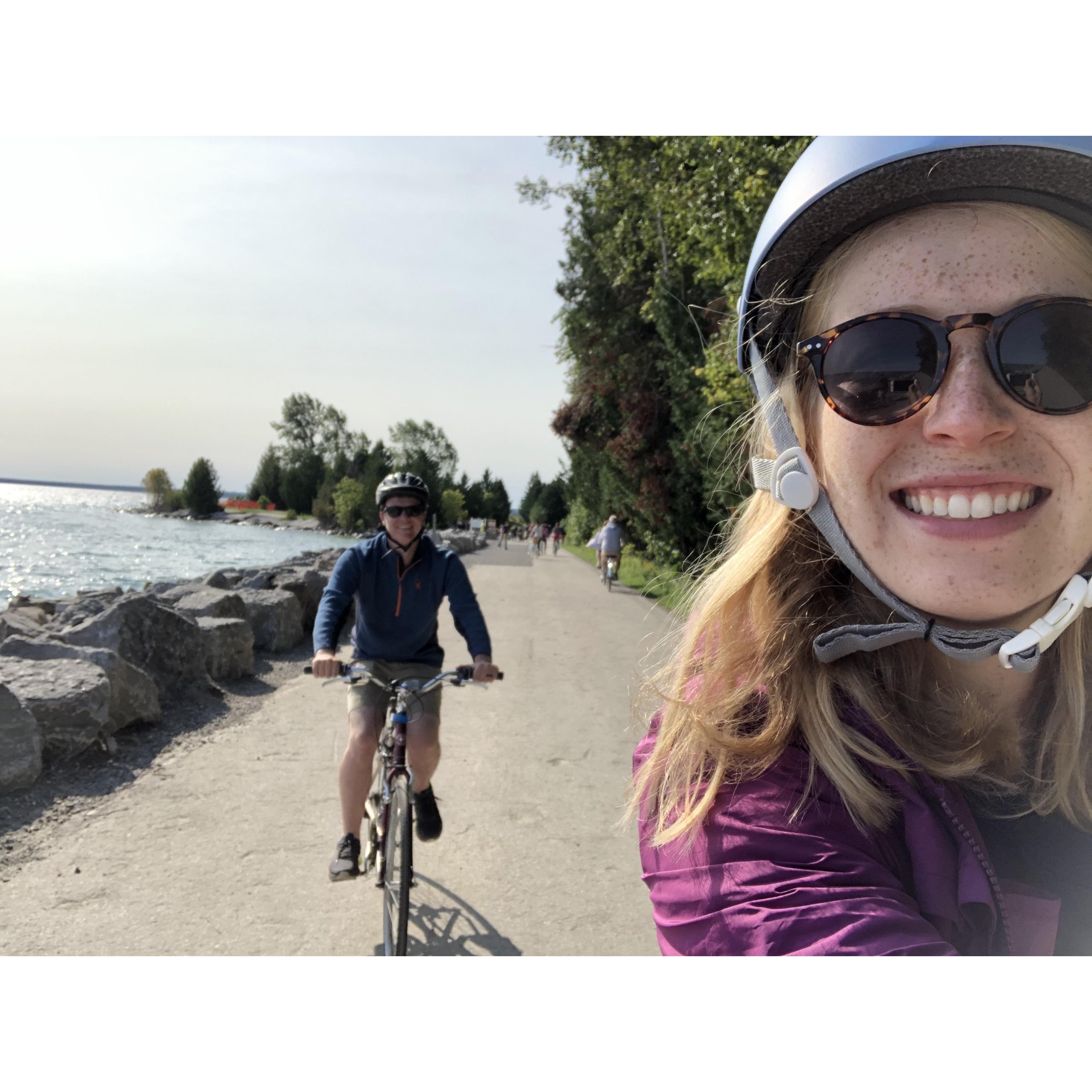 In September of 2020, we took a second "mini-moon" and road-tripped out to the UP in Michigan. This pic was snapped on a biking adventure around Mackinac Island.