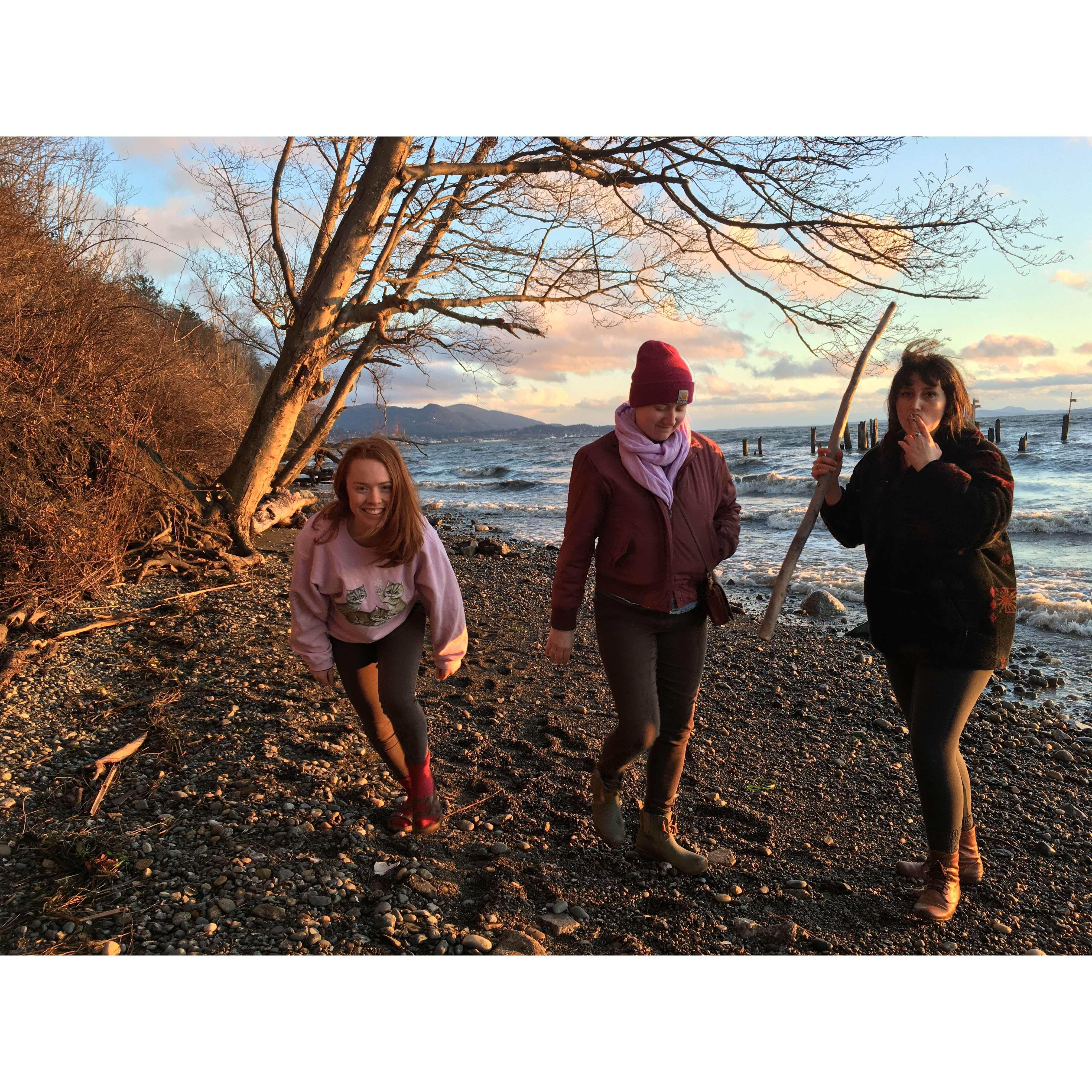 This photo was taken by me (Sam) three months before Rachel and I started dating. Bri, Louis, Rachel and I would frequently go to the beach to take in the Bellingham Bay together.