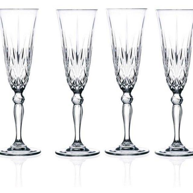 Lorenzo Lorren Home Trends Crystal Melodia Collection Wine Glass Set By RCR, Champagne Flute