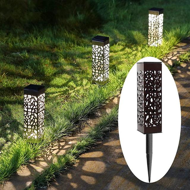 MAGGIFT 6 Pack Outdoor Dual-use Solar Pathway Lights Upgrade Brown Stainless Steel Solar LED Light, 8 Lumen Bright Garden Light, Patio Lawn Driveway Landscape Decorations, Warm White