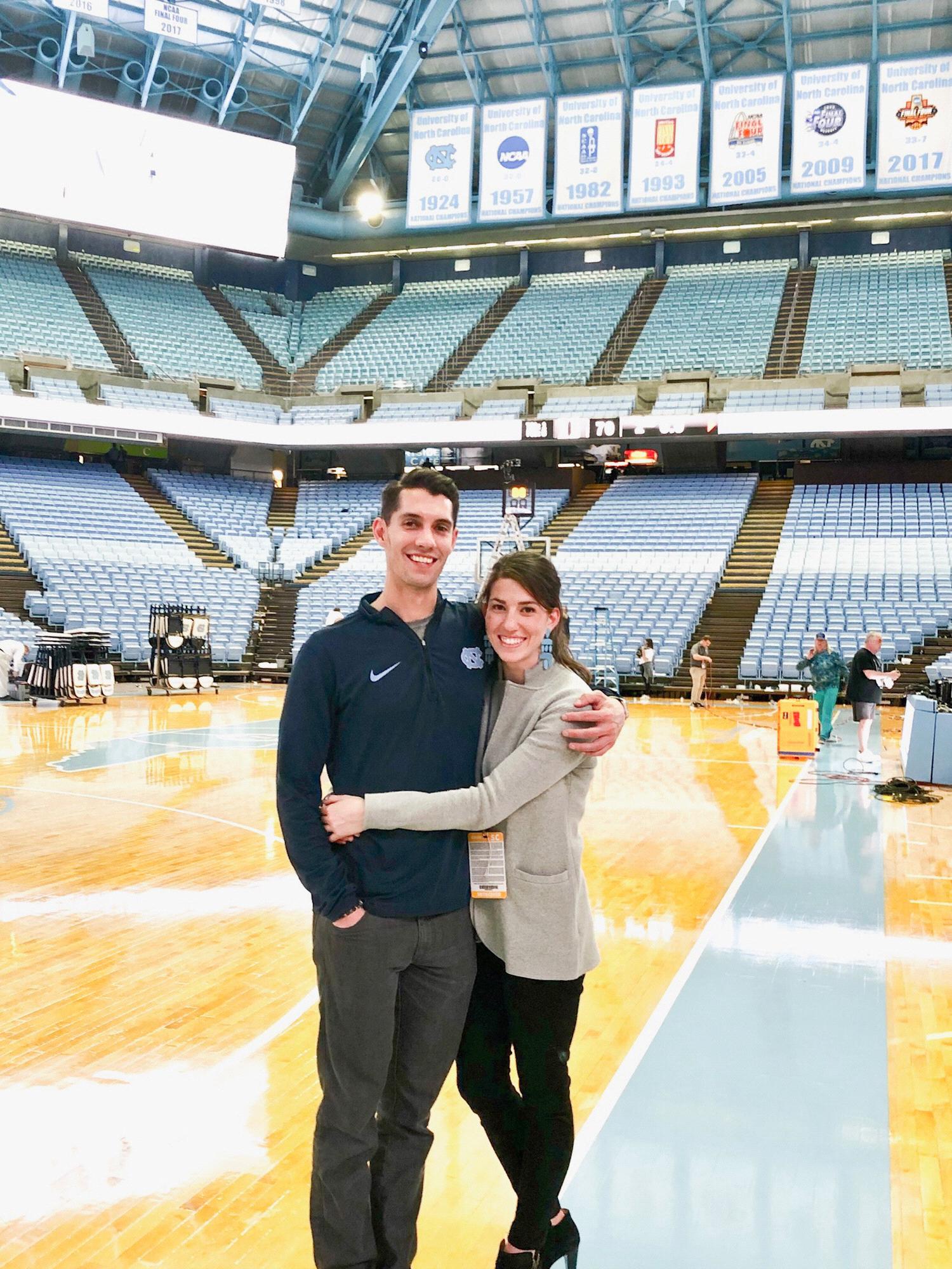 Celebrating the big Carolina win over Duke at the Smith Center in Chapel Hill