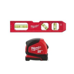 7 in. Billet Torpedo Level W/ 25 ft. Compact Tape Measure