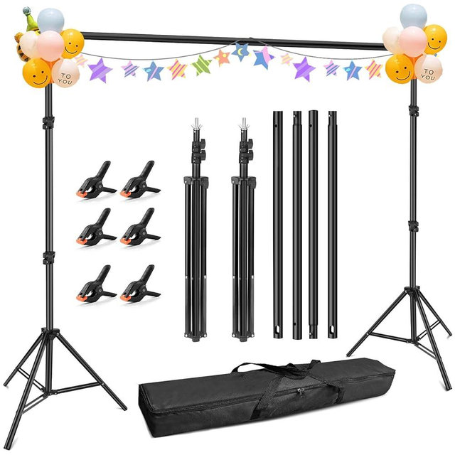 Hemmotop Photo Backdrop Stand, 10x7 ft Background Stand for Photoshoot, Adjustable Backdrops Support kit with Carry Bag for Parties, Photography, Projector Screen, Wedding, Decoration, Balloons