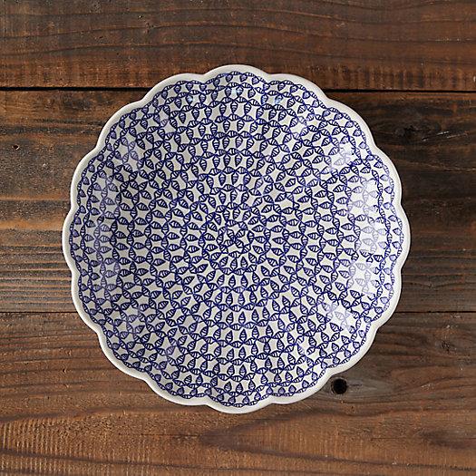 Scalloped Blue Geo Ceramic Bowl