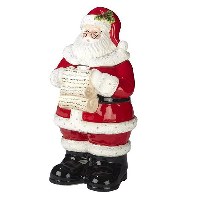 Certified International Holiday Wishes 3-D Santa Cookie Jar 12.25" Servware, Serving Accessories, One Size, Multicolored