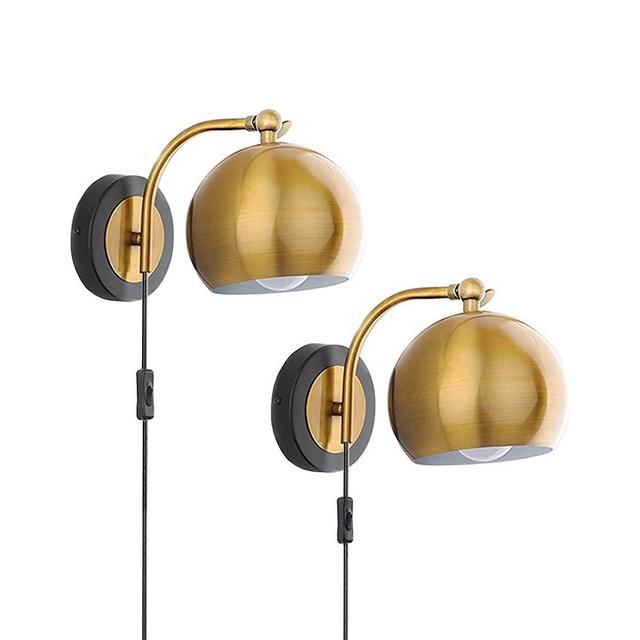 Gold Wall sconces Plug in Lighting Fixture ,E26 Industrial Vintage Boho Adjustable Wall Lights,Set of 2 Pack Wall lamp Bedside lamp Bathroom Vanity Lights