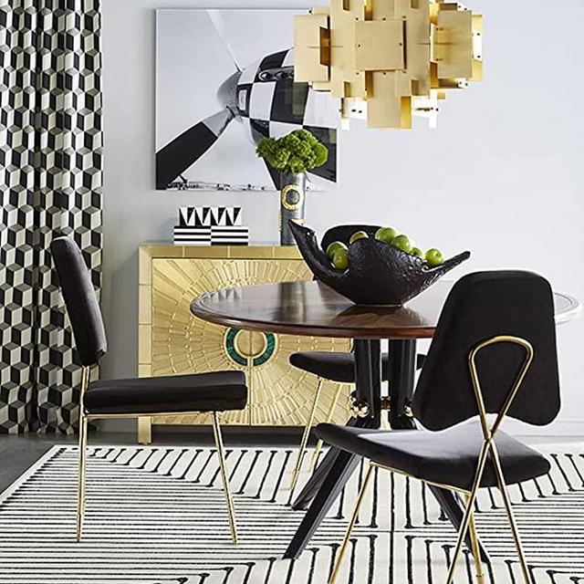 RUGGABLE x Jonathan Adler Washable Rug - Perfect Modern Area Rug for Living Room Bedroom Kitchen - Child Friendly - Stain & Water Resistant - Inkdrop Black & Ivory White 5'x7' (Standard Pad)